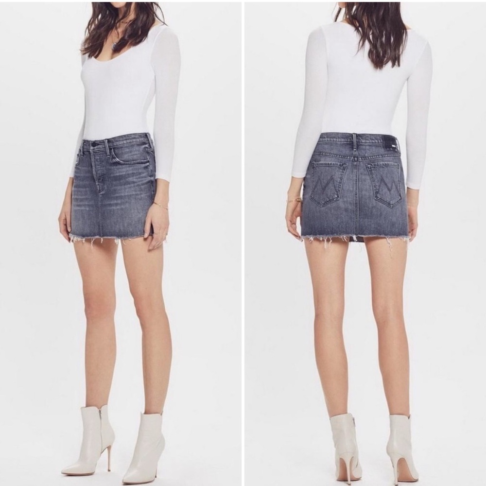 MOTHER Superior The Vagabond Mini Fray Raw Hem Skirt The Devil‎ Drinks Coffee 25